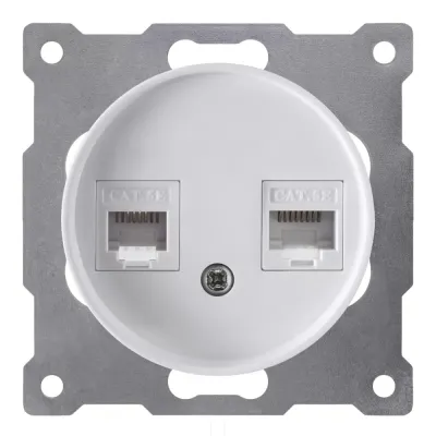 Розетка двойная компьютерная RJ45 кат.5e, цвет белый (серия Florence)