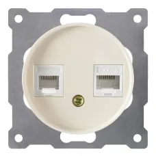 Розетка двойная телефон/компьютер RJ11/RJ45 кат.5e, цвет бежевый (серия Florence)