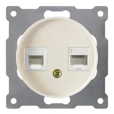 Розетка двойная компьютерная RJ45 кат.5e, цвет бежевый (серия Florence)