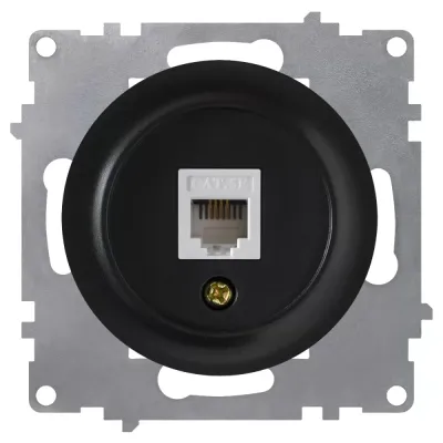 Розетка компьютерная 1xRJ45 кат.5e, цвет чёрный (серия Florence)