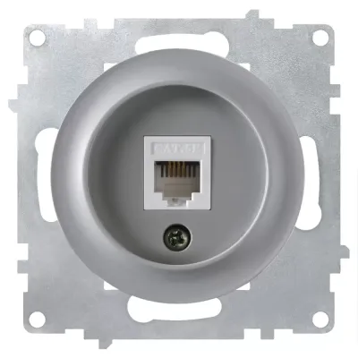 Розетка компьютерная 1xRJ45 кат.5e, цвет серый (серия Florence)