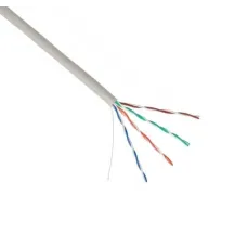 Кабель NETLAN U/UTP 4 пары, Кат.5e (Класс D), 100МГц, одножильный, BC (чистая медь), внутренний, PVC нг(B), серый, 305м