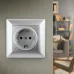 Розетка Intro Solo 4-206-03 с заземлением 2P+E Schuko со шторками, 16А-250В, IP20, СУ, алюминий