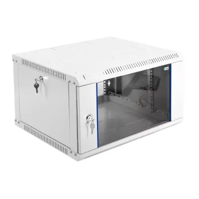 Шкаф телекоммуникационный настенный разборный 6U (600x520) дверь стекло