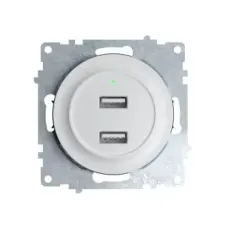 Розетка USB двойная, с подсветкой, цвет белый
