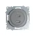 Розетка USB двойная, с подсветкой, цвет серый Розетка USB двойная, с подсветкой, цвет серый
