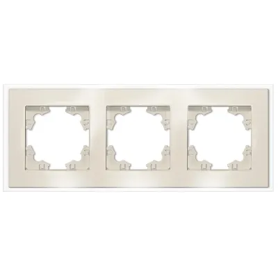 Афина рамка стеклянная трехместная универсальная, слоновая кость (ivory) (еврослот)