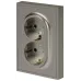 Розетка скрытого монтажа в рамку с заземлением двойная 2X2P+E Schuko 16А-250В IP20 титан 15-2104-07 Galaxy