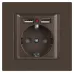 Розетка Intro Accent 6-410-08 , P+E Schuko со шторками, 16А-250В + 2хUSB, IP20, СУ, бронза