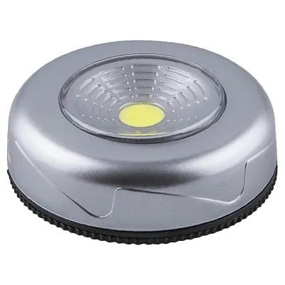 Светодиодный светильник-кнопка  (1шт в блистере) 1LED 2W (3*AAA в комплект не входят),  69*25мм, серебро, FN1204