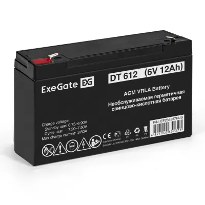 Аккумуляторная батарея ExeGate DT 612-F1 (6V 12Ah, клеммы F1)