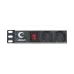 Блок евророзеток для 19D шкафов. горизонтальный. 8 розеток. 10 A. выключатель. гнездо под шнур. алюминиевый корпус
