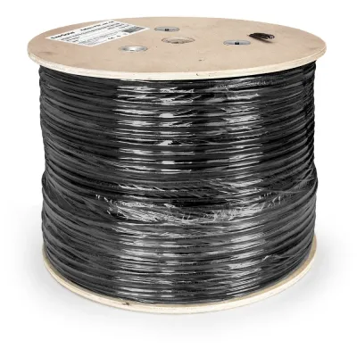 Витая пара F/UTP 4 пары кат 5e CU 0.5мм (24AWG) Special FLUKE test pass OUT с тросом 305м черный PE