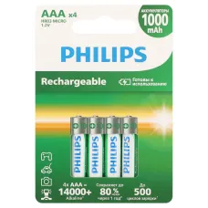 Аккумулятор NiMH никель-металлгидридный HR03-4BL 1000mAh Philips R03B4RTU10/51 ААА 1,2v