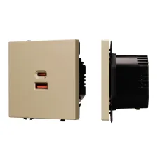Механизм розетки с быстрой USB зарядкой SCT-NOBE-MUAC-SFPL-FC-GD, 65W, QC3, Золото светлое