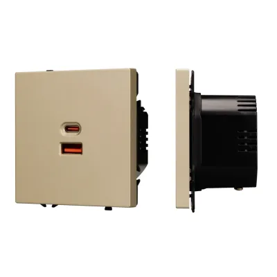 Механизм розетки с быстрой USB зарядкой SCT-NOBE-MUAC-SFPL-FC-GD, 65W, QC3, Золото светлое