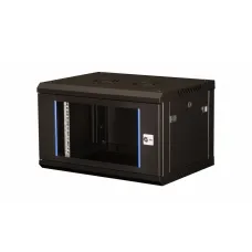 Шкаф 19'' телекоммуникационный настенный, 6U 368х600х450 мм, дверь стекло, черный