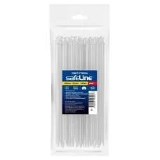 Хомут-стяжка кабельная нейлоновая Safeline 2,5x200-W-100, белая (100 шт.)