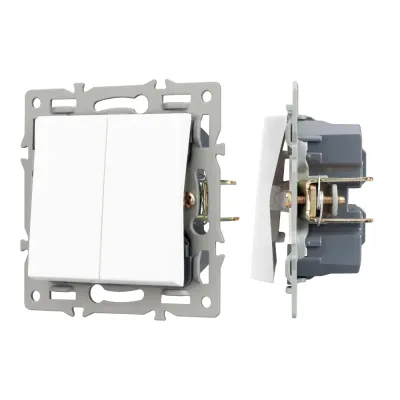 Механизм выключателя двухклавишный проходной SWT-MKP2-PL-WH 250V, 16A