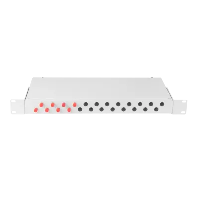 Оптический кросс 19'' Essential Line, 1U, укомплектованный на 8 портов FC/UPC (8 одинарных FC/UPC адаптеров), SM 9/125 OS2, стальной, серый, в комплекте: адаптеры, м