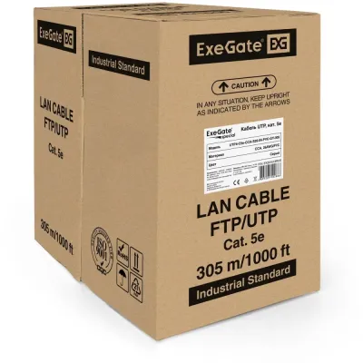 Витая пара U/UTP 4 пары кат 5e CCA 0.41мм (26AWG) 305м серый PVC