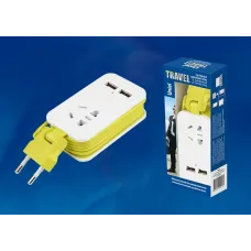 Удлинитель серии Travel, шнур 1,5м., 1 гнездо, б/з, 2USBх1,1 A. S-CT1-1,5U WHITE/GREEN LM Белый с салатовым.