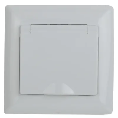 Розетка Intro Solo 4-209-01 2P+E Schuko с крышкой и шторками, 16А-250В, IP44, СУ, белый