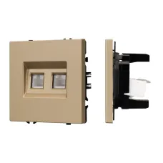 Механизм сдвоенной компьютерной розетки SCT-NOBE-MPC2-SFPL-GD, RJ-45, CAT6, Золото светлое