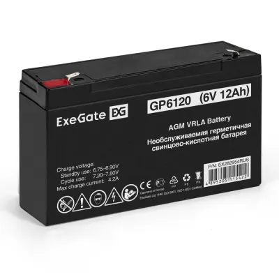 Аккумуляторная батарея ExeGate GP6120-F1 (6V 12Ah, клеммы F1)