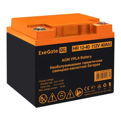 Аккумуляторная батарея ExeGate HR 12-40-М6 (12V 40Ah, болт М6)