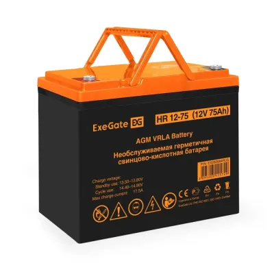 Аккумуляторная батарея ExeGate HR 12-75-М6 (12V 75Ah, болт М6)