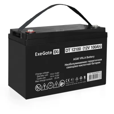 Аккумуляторная батарея ExeGate DT 12100-М6 (12V 100Ah, болт М6)