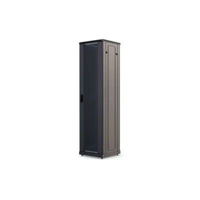 Шкаф телекоммуникационный напольный 47U 600x1000 ШТ-НП-М-47U-600-1000-С-Ч, передняя дверь стекло, черный