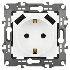 Розетка ЭРА Серия 12 12-4109-01М , 2P+E 16A-250В, штор. с 2xUSB 5В-3А, белый матовый