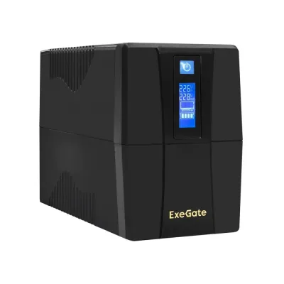 ИБП ExeGate Power Smart ULB-850.LCD.AVR.2SH.RJ.USB (850VA/480W, LCD, AVR, 2*Schuko, RJ45/11, USB, батарея 12V 9Ah, Black) <EP285478RUS>
