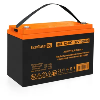 Аккумуляторная батарея ExeGate HRL 12-100-М6 (12V 100Ah, болт М6)