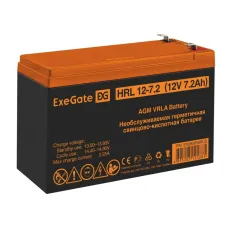 Аккумуляторная батарея ExeGate HRL 12-7.2-F2 (12V 7.2Ah, 1227W, клеммы F2)