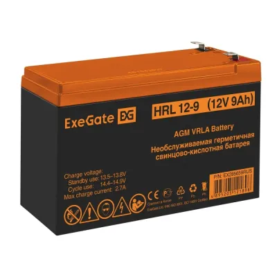 Аккумуляторная батарея ExeGate HRL 12-9-F2 (12V 9Ah 1234W, клеммы F2)