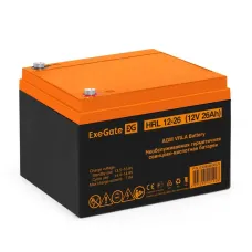 Аккумуляторная батарея ExeGate HRL 12-26-М5 (12V 26Ah, болт М5)