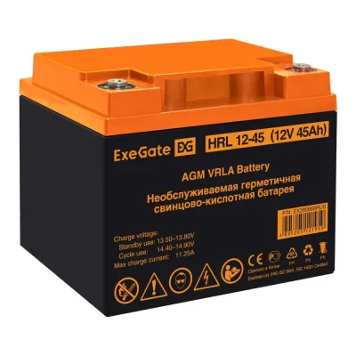 Аккумуляторная батарея ExeGate HRL 12-45-М6 (12V 45Ah, болт М6)