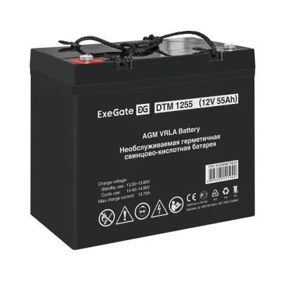 Аккумуляторная батарея ExeGate DTM 1255-М6 (12V 55Ah, болт М6)