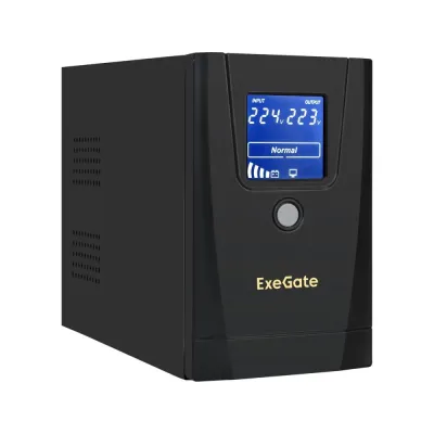 ИБП ExeGate SpecialPro Smart LLB-1000.LCD.AVR.1SH.2C13 (1000VA/550W, LCD, AVR, 1*Schuko+2*C13, батарея 12V 9Ah, металлический корпус, Black)