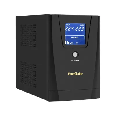 ИБП ExeGate SpecialPro Smart LLB-1500.LCD.AVR.2SH.3C13.USB (1500VA/950W, LCD, AVR, 2*Schuko+3*C13, USB, батарея 12V 9Ah - 2 шт., металлический корпус, Black)