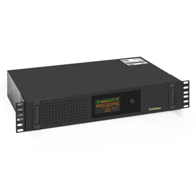 ИБП ExeGate ServerRM UNL-800.LCD.AVR.2SH.3C13.USB.2U (800VA/480W, Color LCD, AVR, 2*Schuko+3*C13, USB, батарея 12V 9Ah, 2U, установка в стойку, Black)