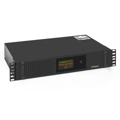 ИБП ExeGate ServerRM UNL-2000.LCD.AVR.2SH.3C13.USB.2U (2000VA/1200W, Color LCD, AVR, 2*Schuko+3*C13, USB, батарея 12V 9Ah - 2 шт., 2U, установка в стойку, Black)