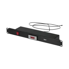Панель с терморегулятором и датчиком 19'' 1U Г90мм без шнура питания черная