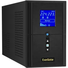 ИБП (инвертор, синус, для котла) ExeGate SineTower SN-1000.LCD.AVR.2SH.1C13.USB (1000VA/800W, чистая синусоида, LCD дисплей, AVR, 2*Schuko+1*C13, USB, батарея 12V 7.2Ah - 2 шт., линейно-инт