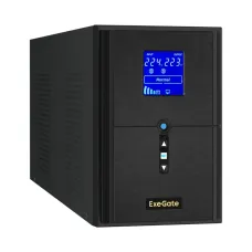 ИБП (инвертор, синус, для котла) ExeGate SineTower SN-2000.LCD.AVR.3SH.1C13.RJ.USB (2000VA/1600W, чистая синусоида, LCD дисплей, AVR, 3*Schuko+1*C13, RJ45/11, USB, батарея 12V 9Ah - 4 шт., линей