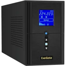 ИБП (инвертор, синус, для котла) ExeGate SineTower SZ-1500.LCD.AVR.2SH.1C13.USB (1500VA/1200W, чистая синусоида, LCD дисплей, AVR, 2*Schuko+1*C13, USB, линейно-интерактивный, внешняя