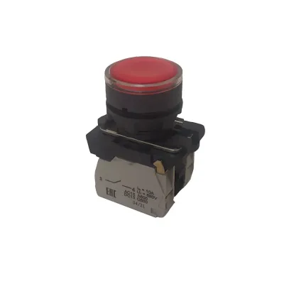 Кнопка КМЕ4111мЛ-220В-красный-1но+1нз-цилиндр-индикатор-IP40